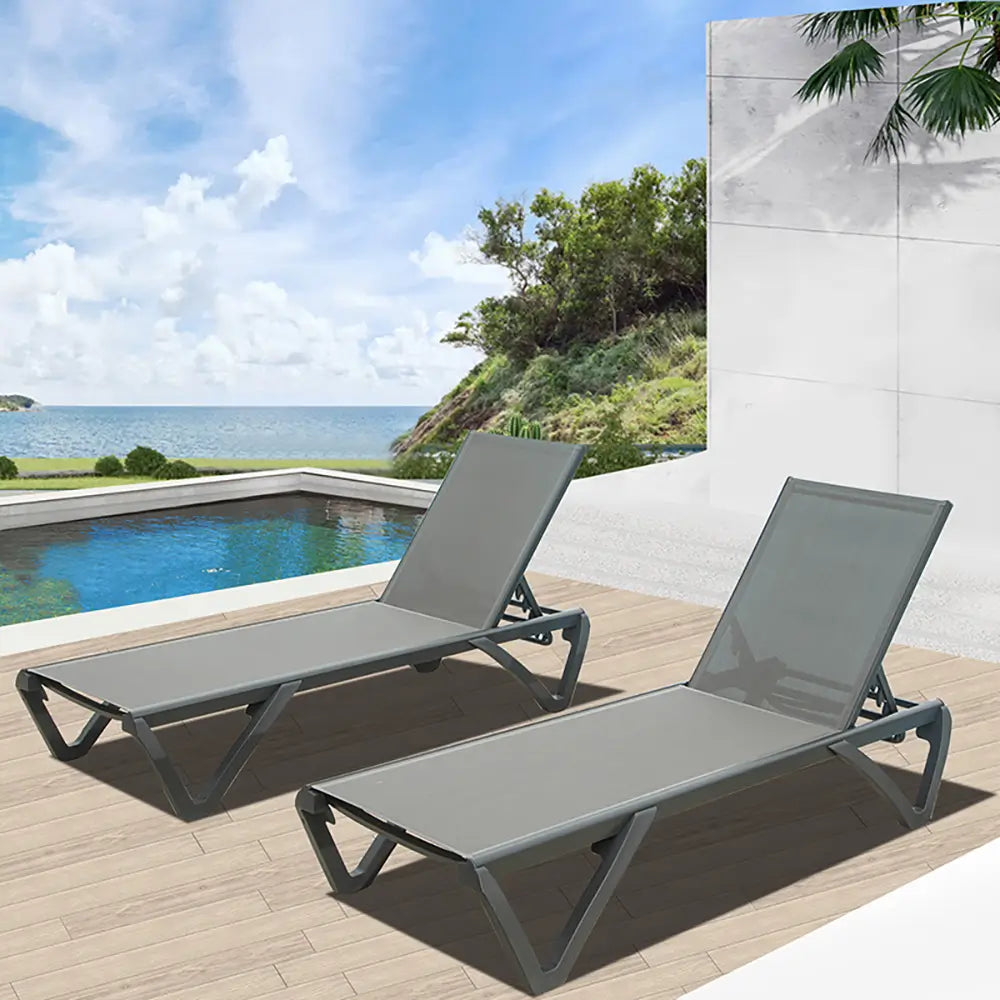 Domi Outdoor Living Pool Lounge Chair#color_Gray