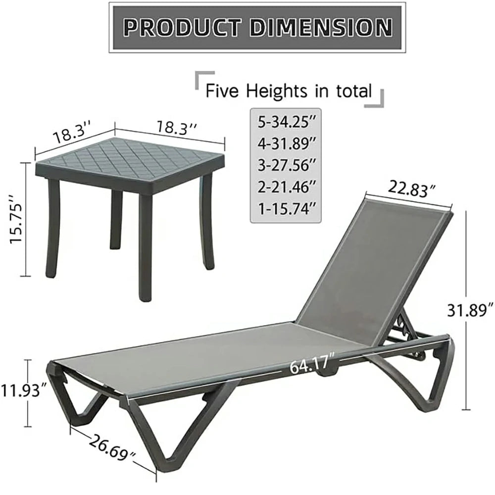 Domi Outdoor Living Pool Lounge Chair#color_Gray