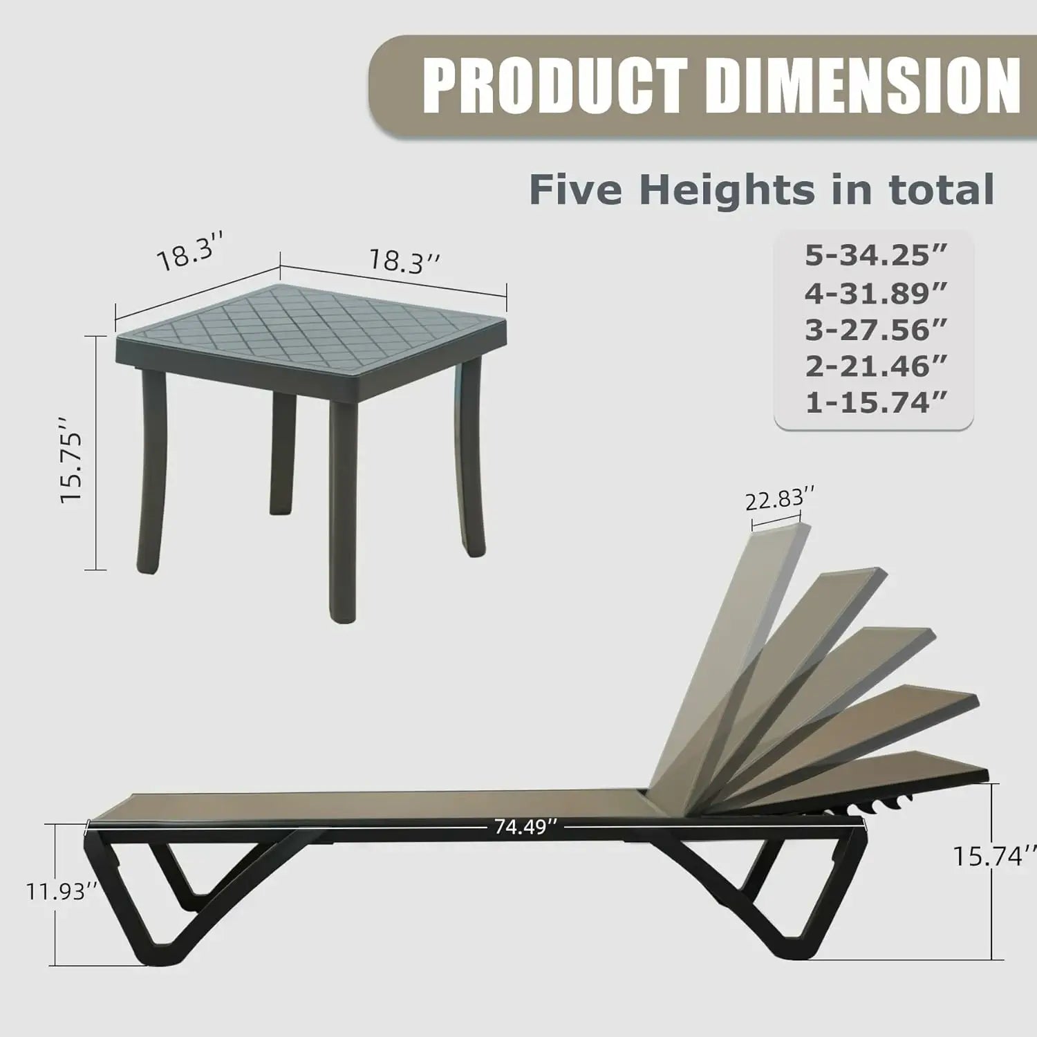 Domi Outdoor Living Pool Lounge Chair#color_Khaki