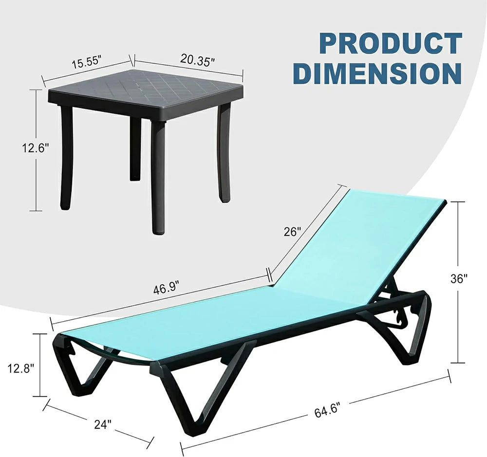 Domi Outdoor Living Pool Lounge Chair#Turquoise Blue