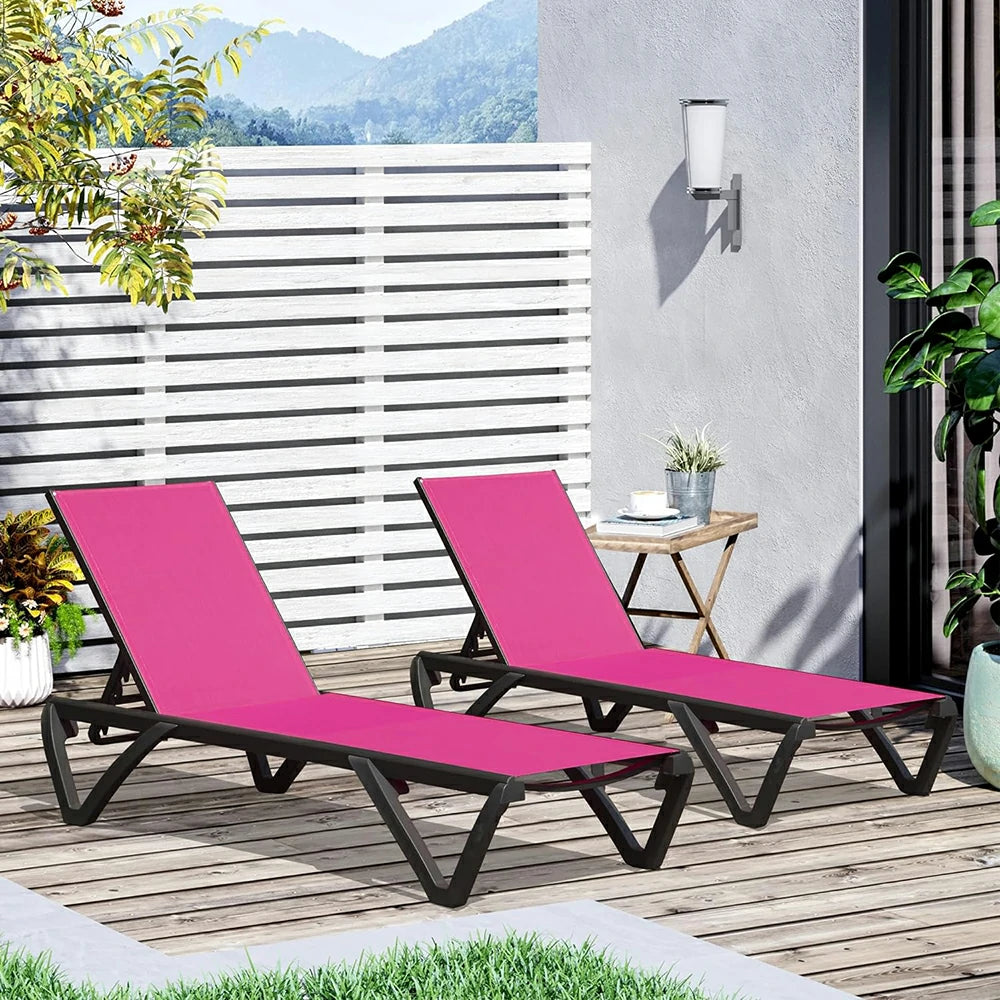 Domi Outdoor Living Pool Lounge Chair#color_Pink