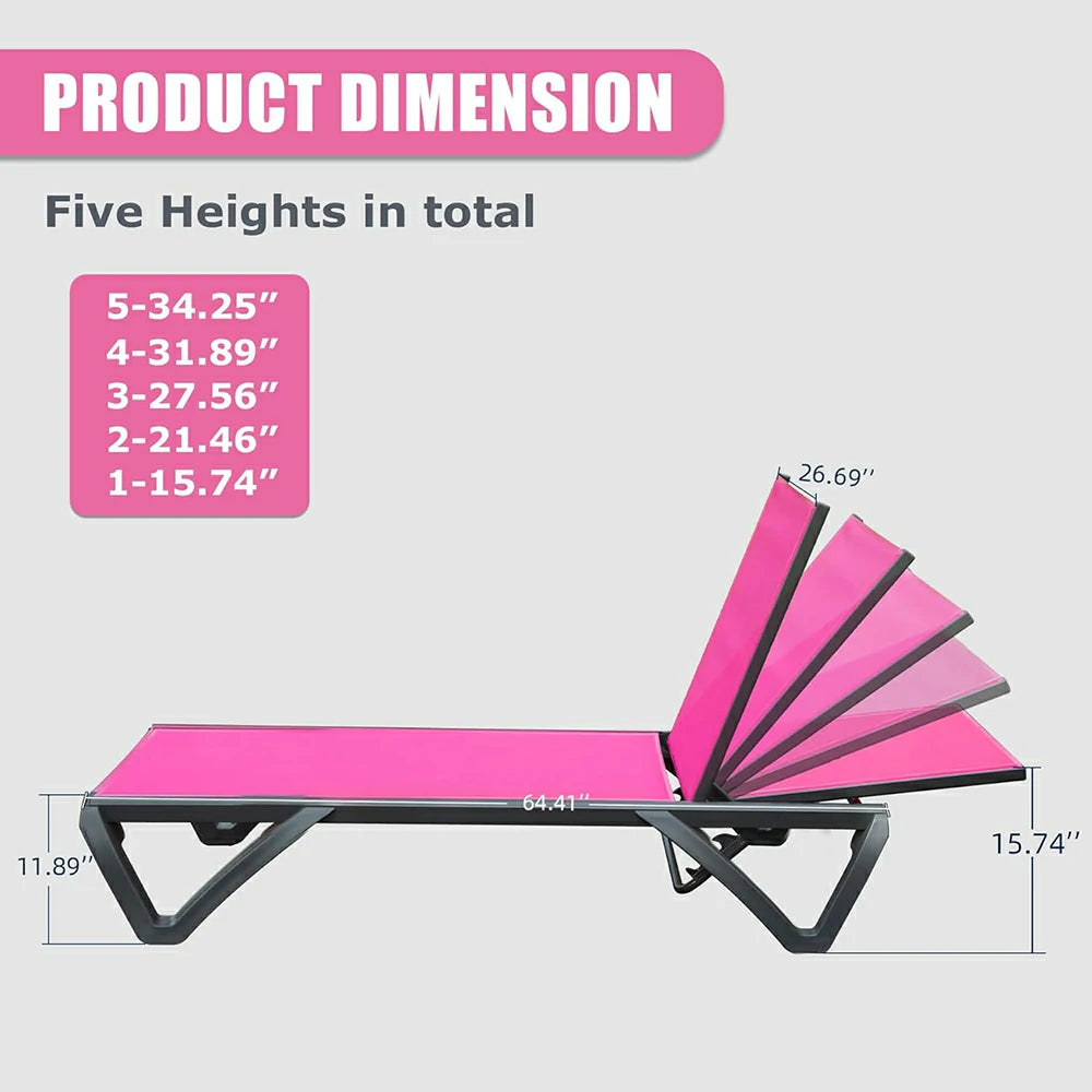 Domi Outdoor Living Pool Lounge Chair#color_Pink