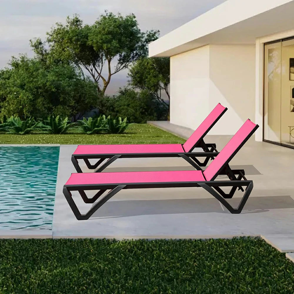 Domi Outdoor Living Pool Lounge Chair#color_Pink