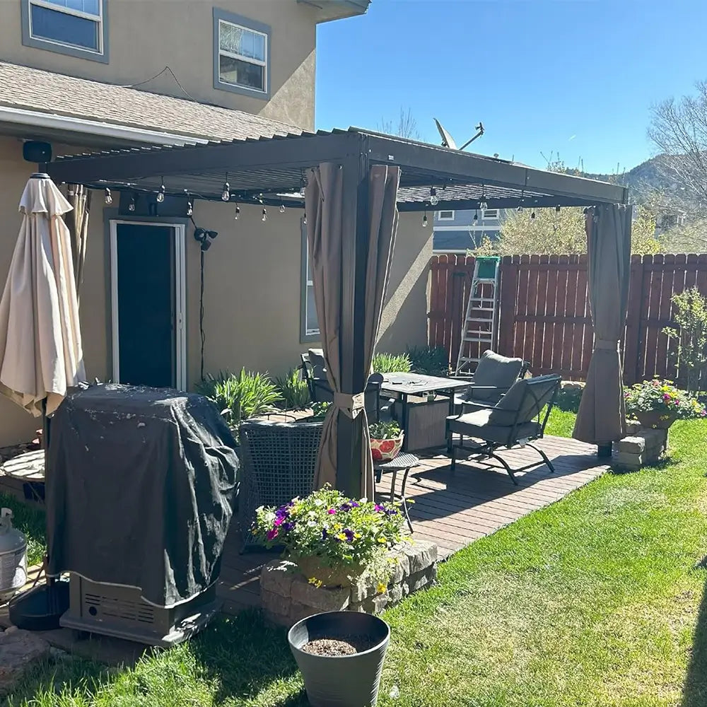 Domi Outdoor Living louvered pergola brown#size_10'x13'