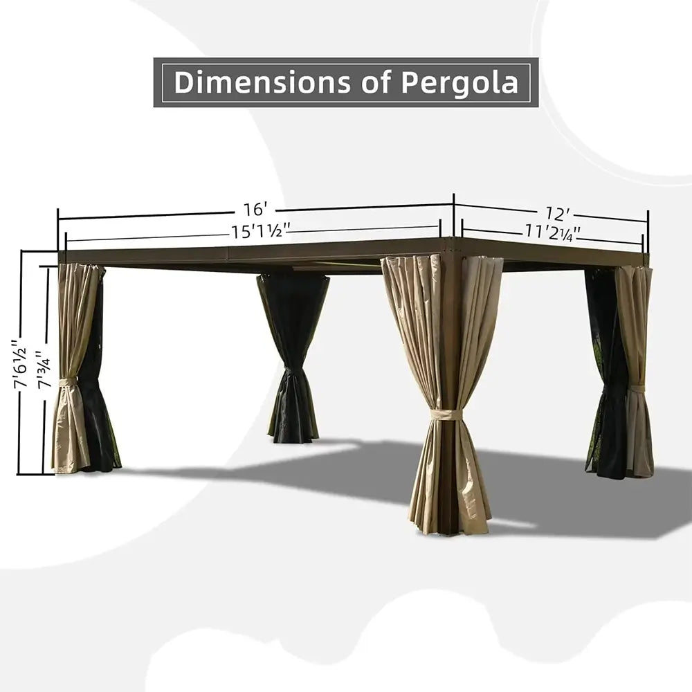 Domi Outdoor Living louvered pergola brown#size_12'x16'