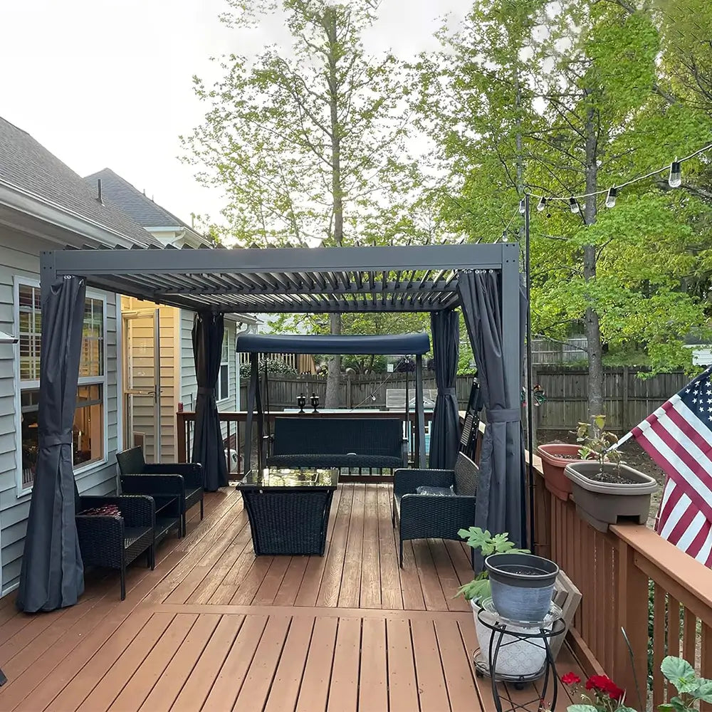 Domi Outdoor Living louvered pergola gray#size_12'x16'