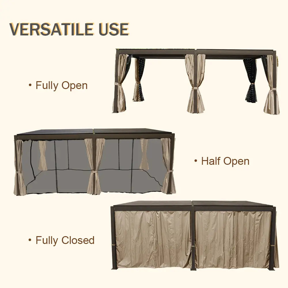 Domi Outdoor Living louvered pergola brown#size_12'x20'