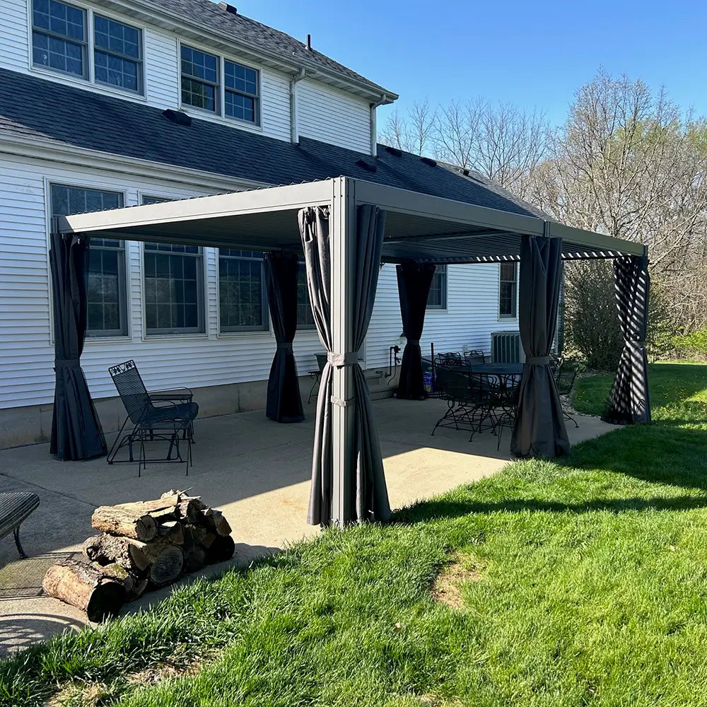 Domi Outdoor Living louvered pergola gray#size_12'x20'
