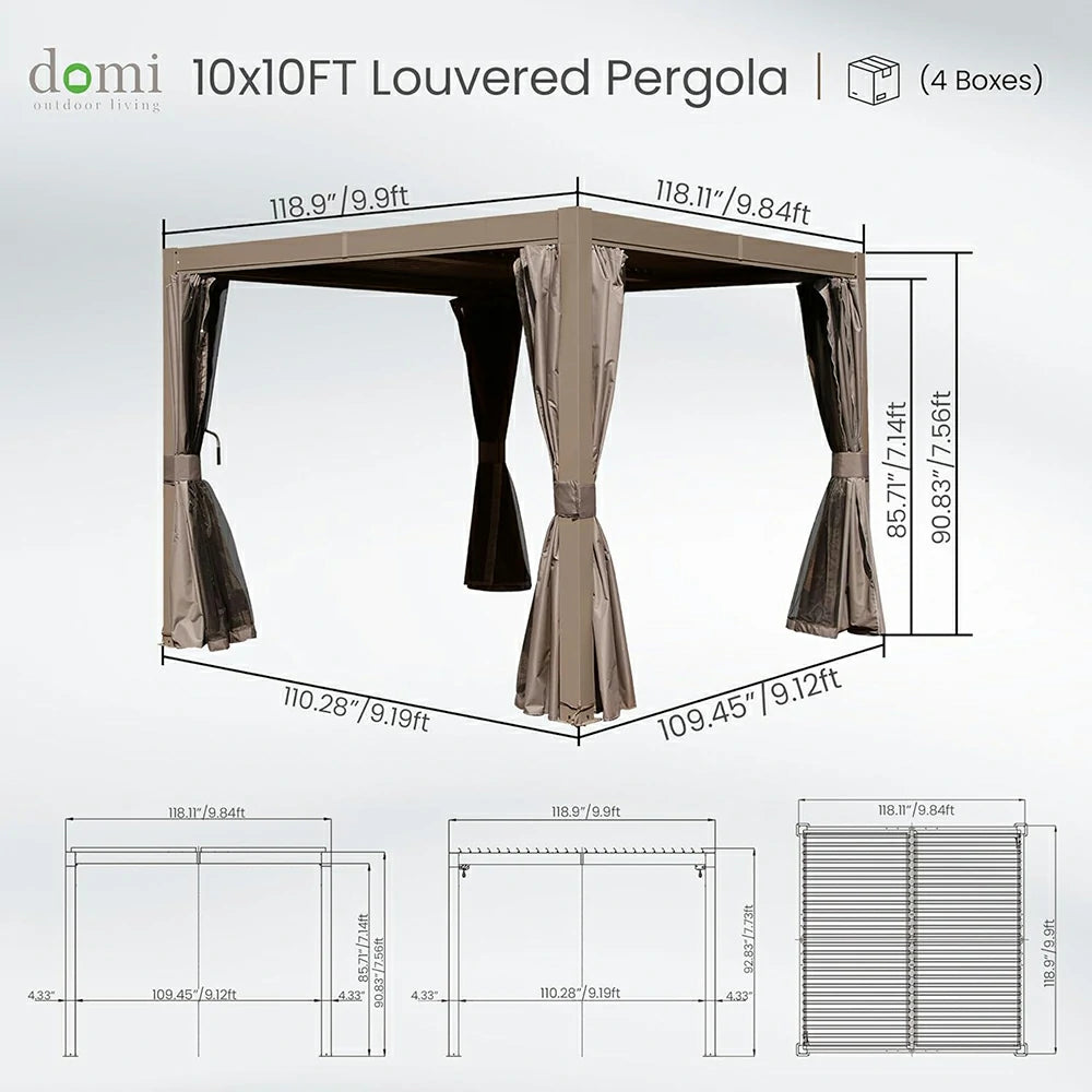 Domi Outdoor Living louvered pergola brown#size_10'x10'