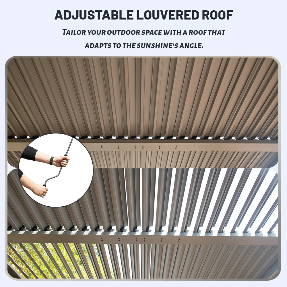 Domi Outdoor Living louvered pergola gray#size_10'x10'
