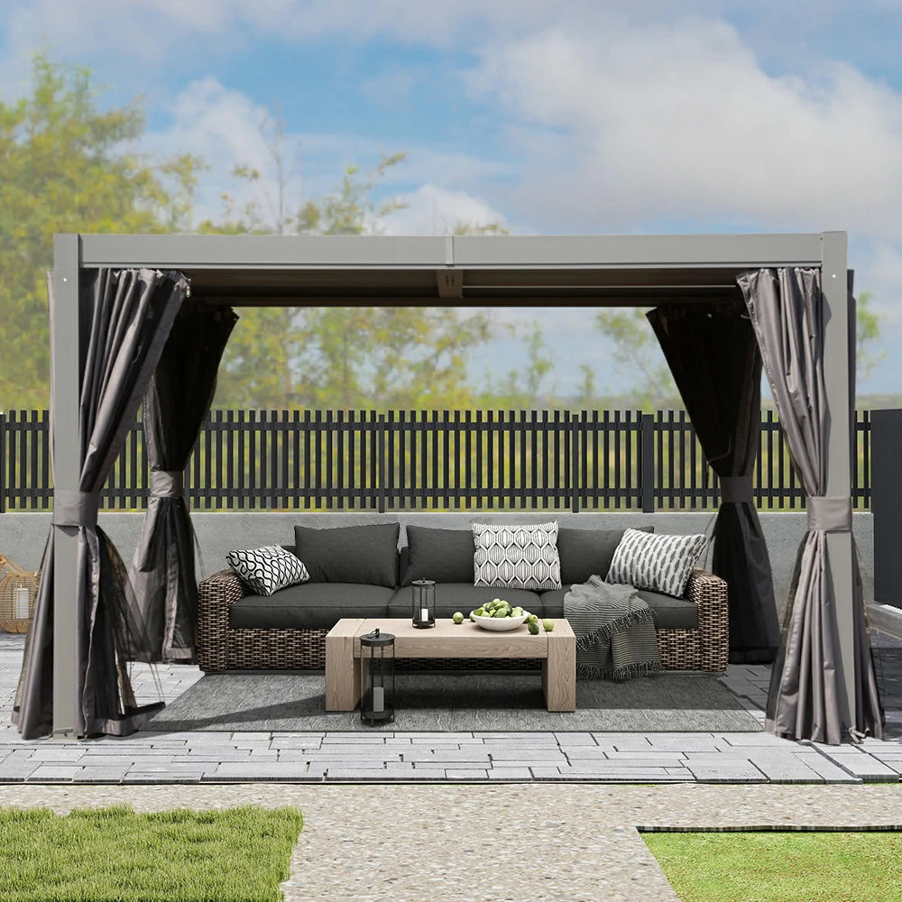Domi Outdoor Living louvered pergola gray#size_10'x12'