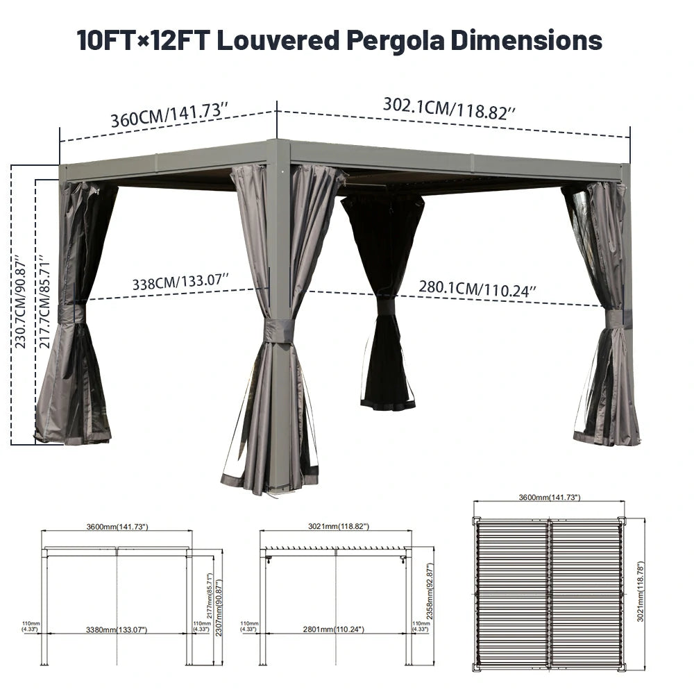 Domi Outdoor Living louvered pergola gray#size_10'x12'