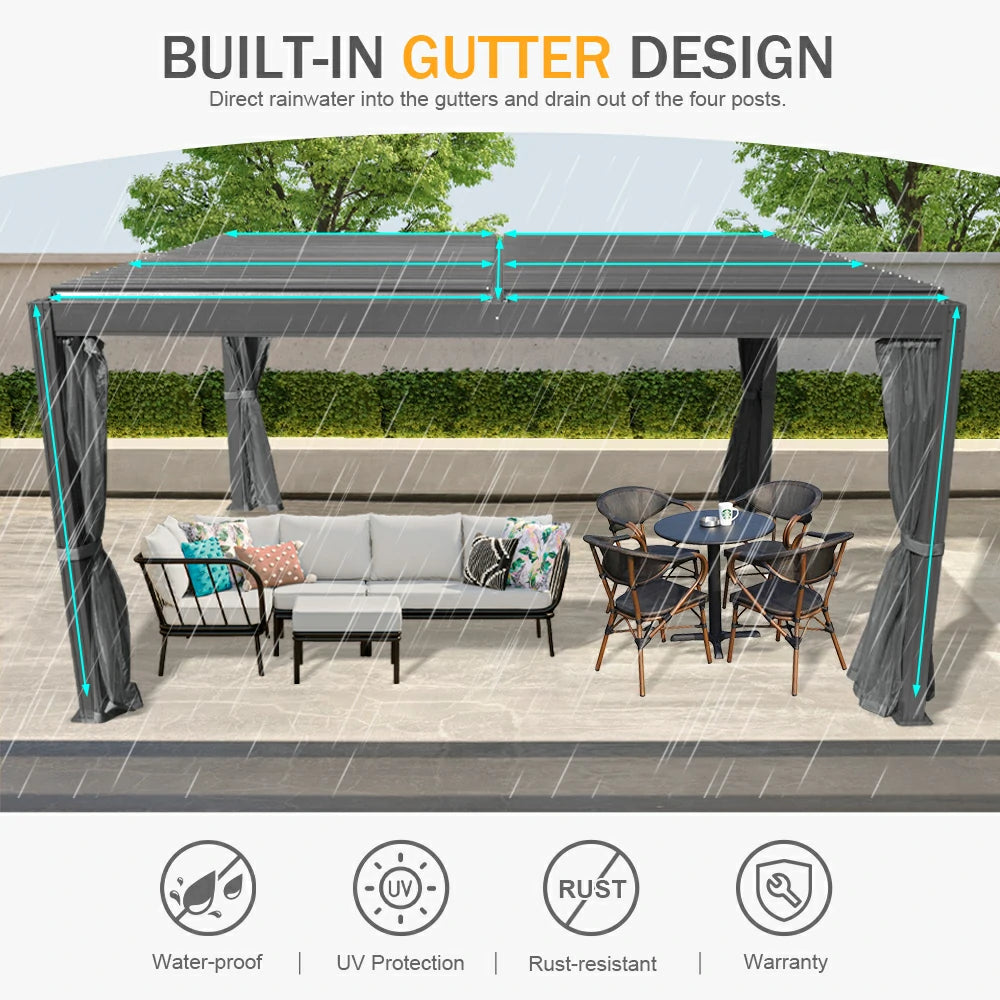 Domi Outdoor Living louvered pergola gray#size_10'x13'