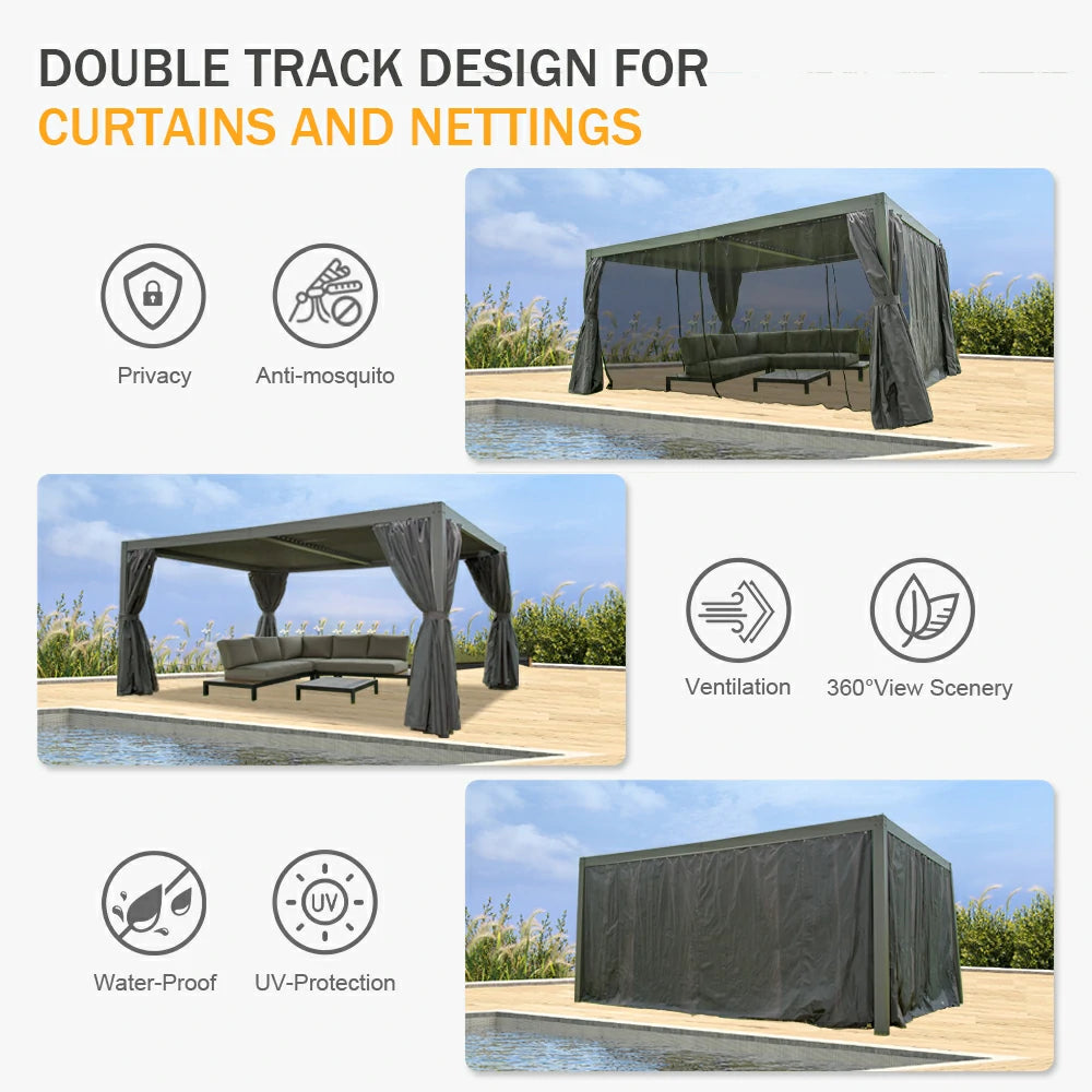 Domi Outdoor Living louvered pergola gray#size_10'x13'