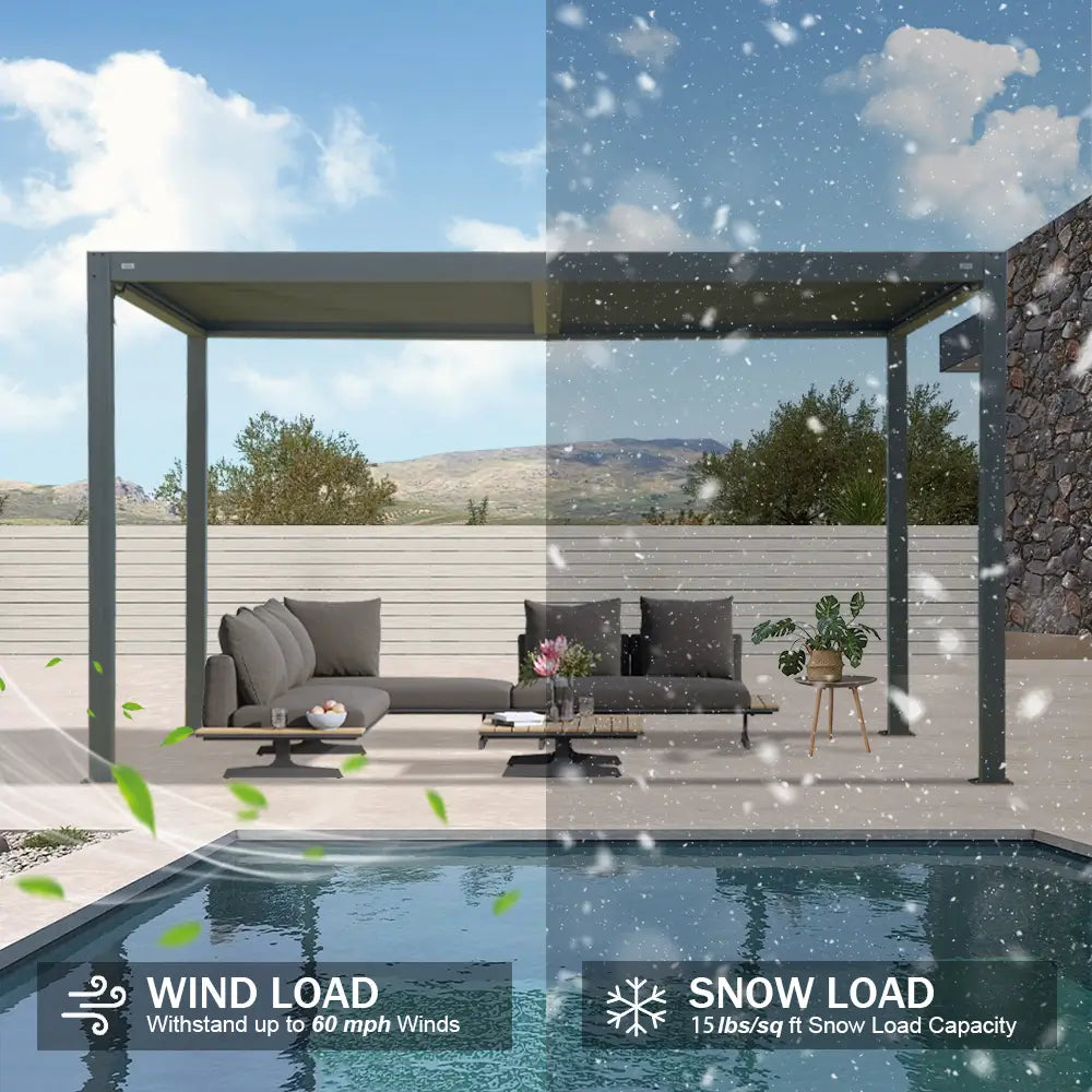 Domi Outdoor Living louvered pergola gray#size_10'x13'