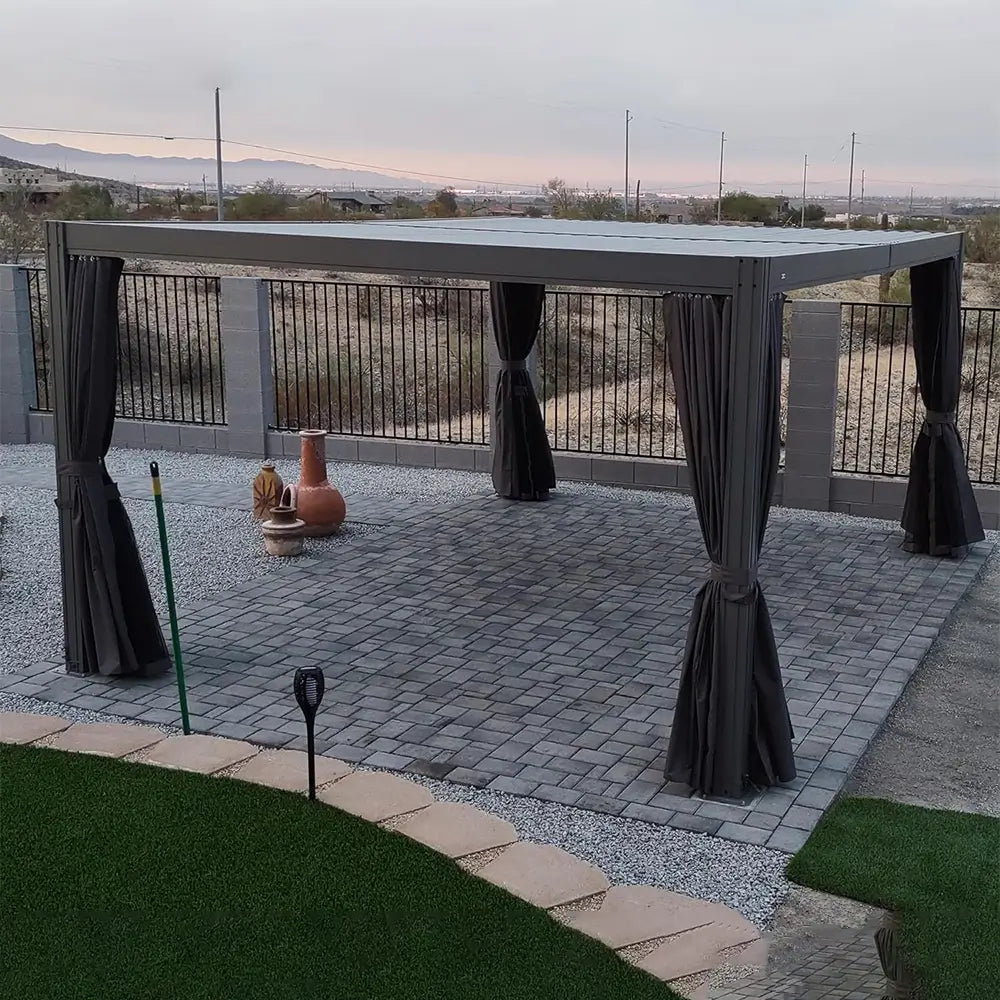 Domi Outdoor Living louvered pergola gray#size_10'x13'