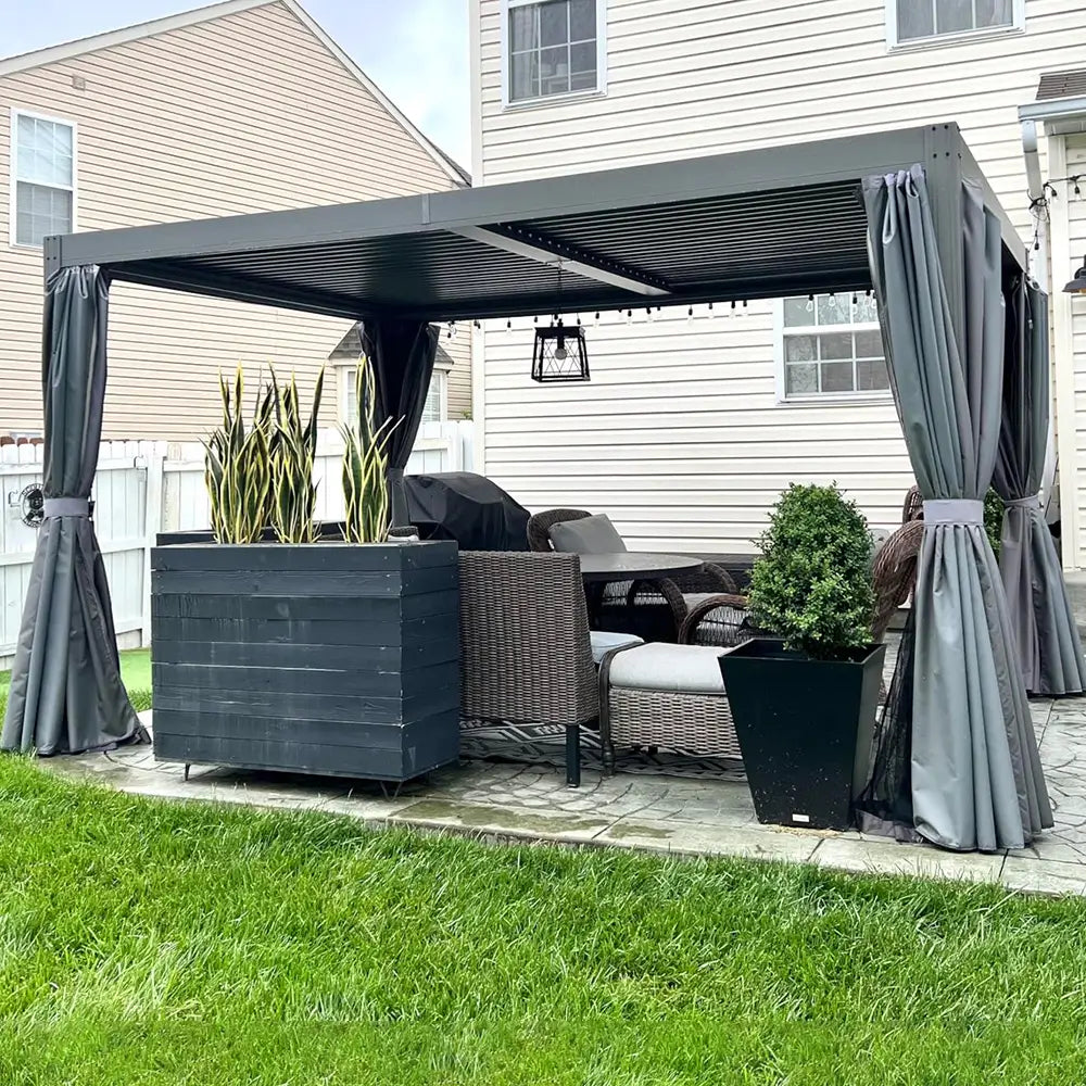 Domi Outdoor Living louvered pergola gray#size_10'x13'