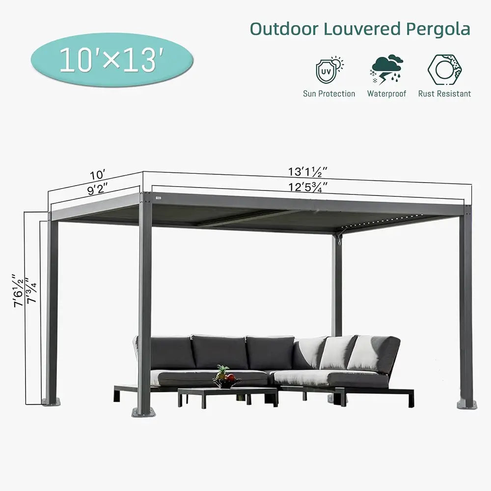 Domi Outdoor Living louvered pergola gray#size_10'x13'