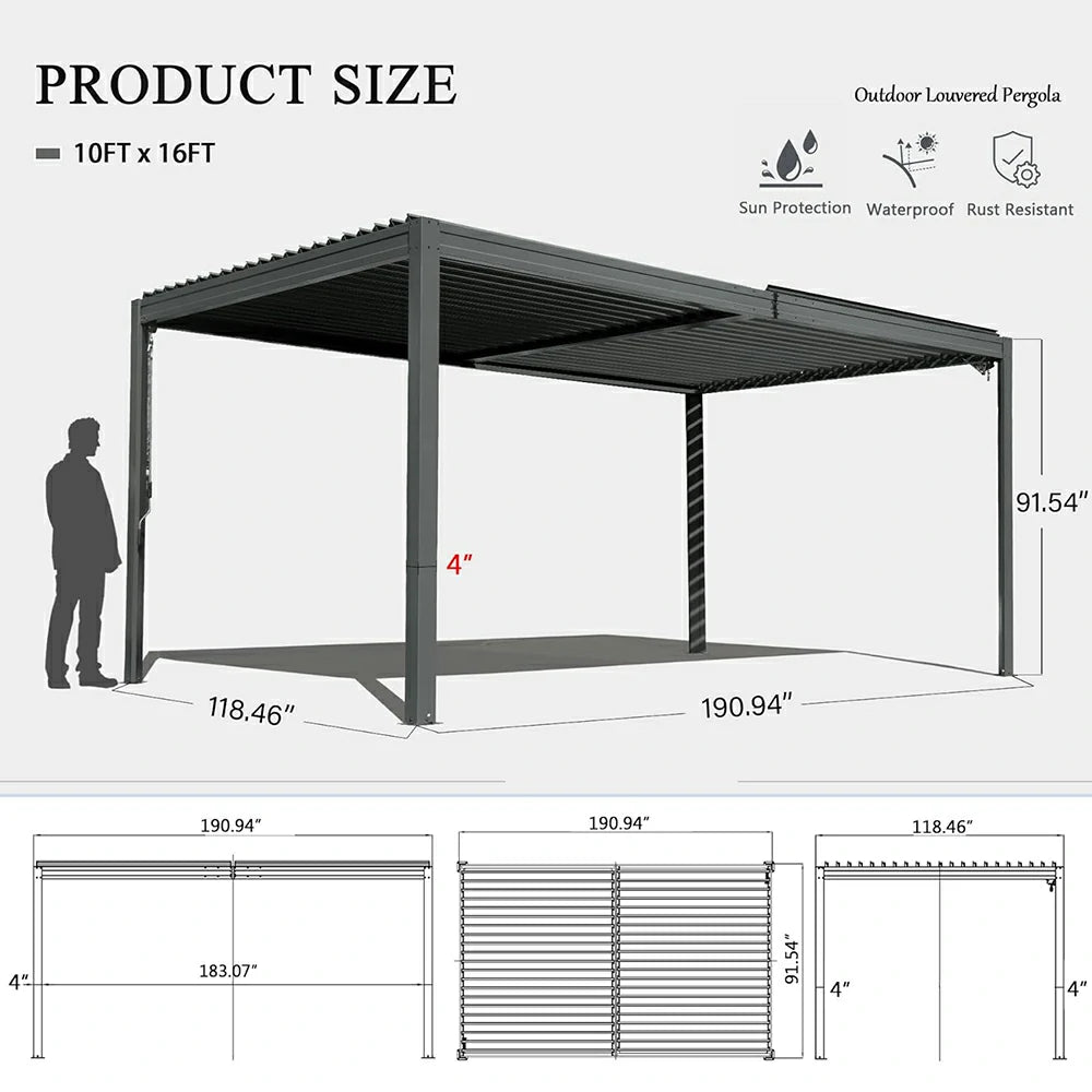 domi louvered pergola#size_10'x16'