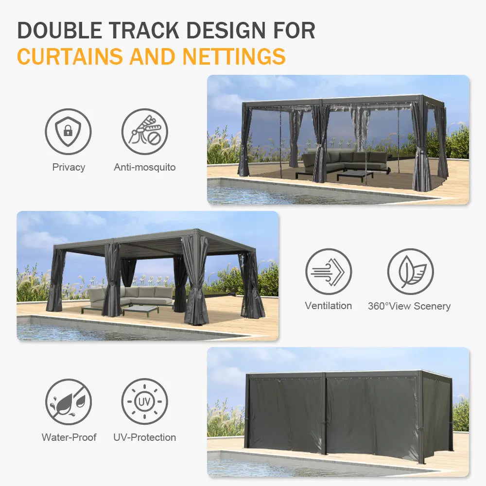 Domi Outdoor Living louvered pergola gray#size_12'x20'