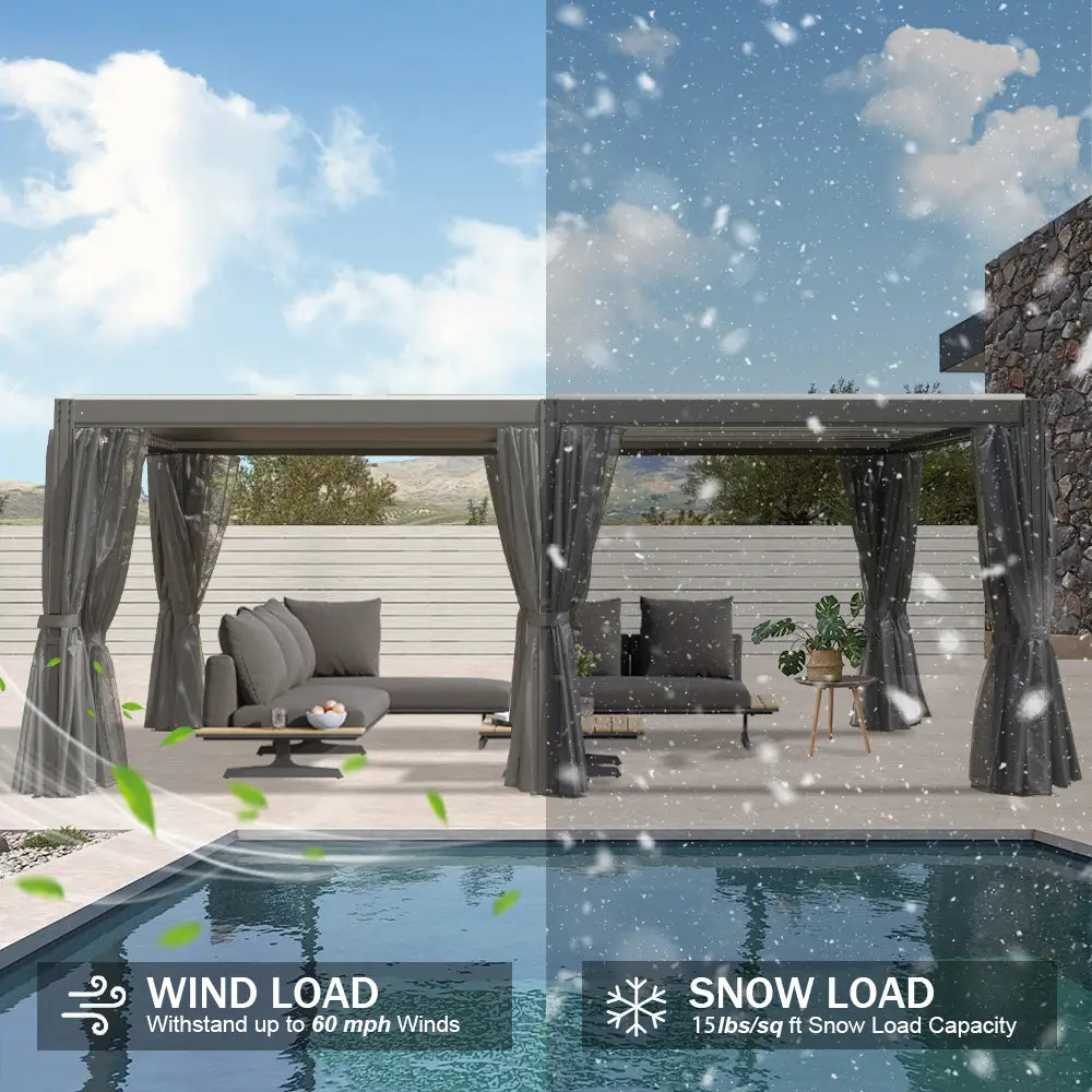 Domi Outdoor Living louvered pergola gray#size_12'x20'