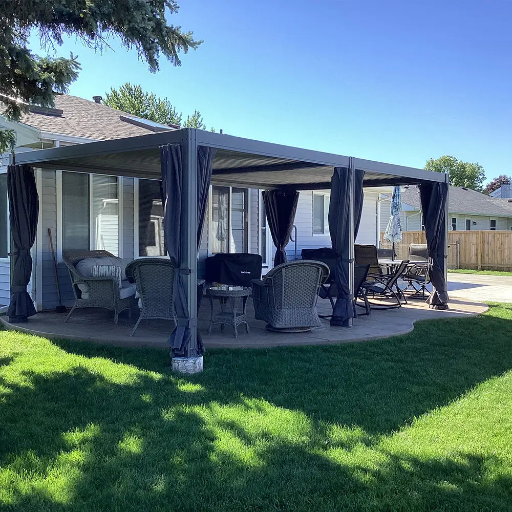 Domi Outdoor Living louvered pergola gray#size_12'x20'