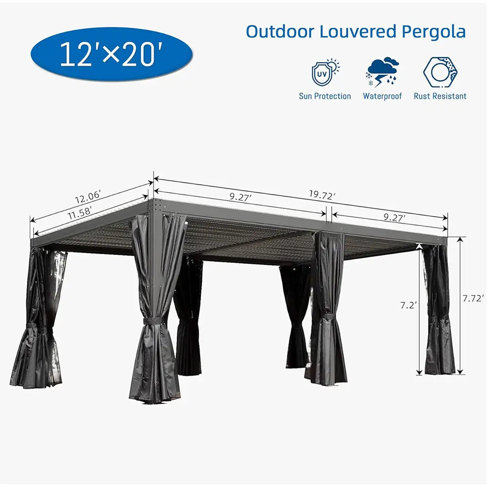 Domi Outdoor Living louvered pergola gray#size_12'x20'