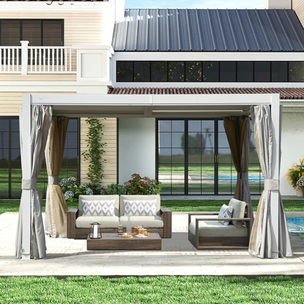Domi louvered pergola white#size_10' x 10'