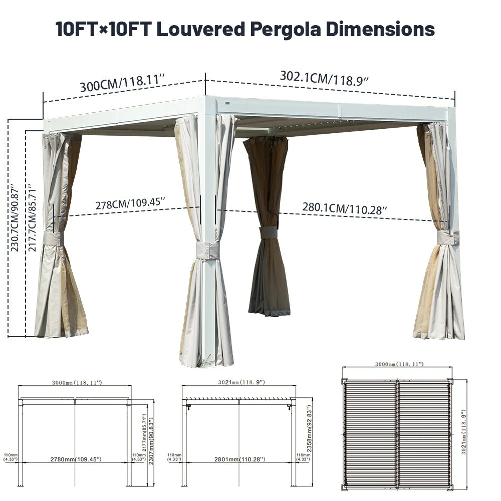 Domi louvered pergola white#size_10' x 10'