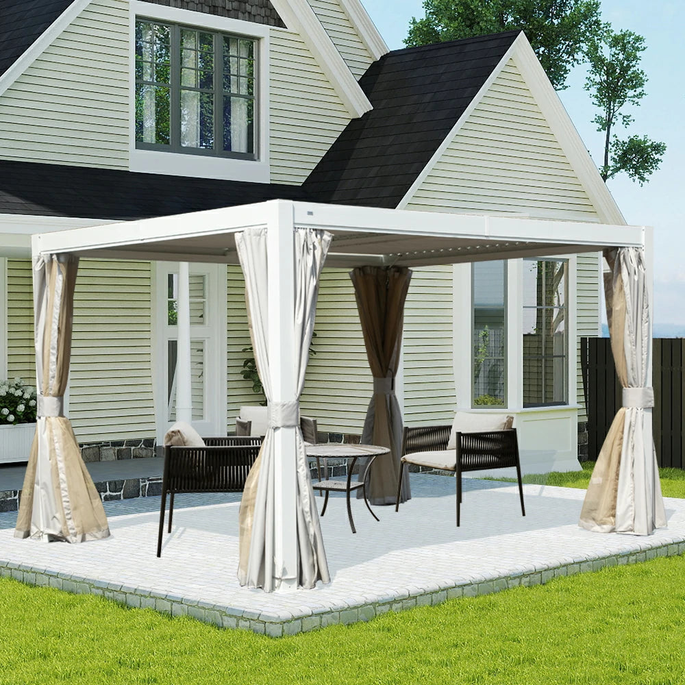 Domi louvered pergola white#size_10' x 12'