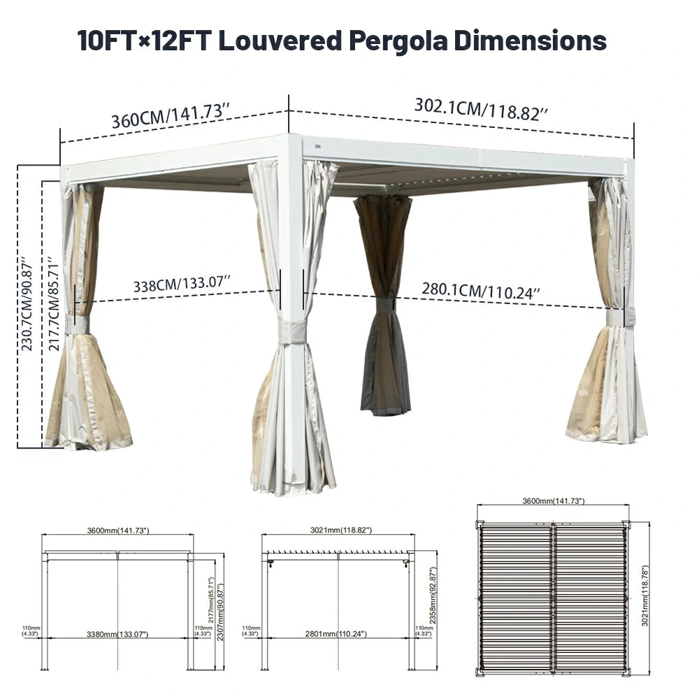 Domi louvered pergola white#size_10' x 12'