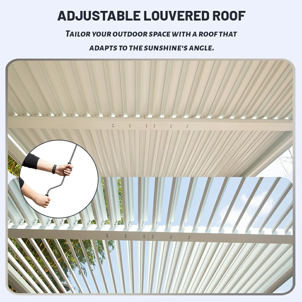 Domi louvered pergola white#size_10' x 12'