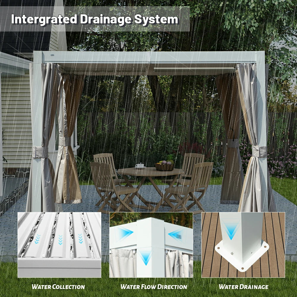 Domi louvered pergola white#size_10' x 12'