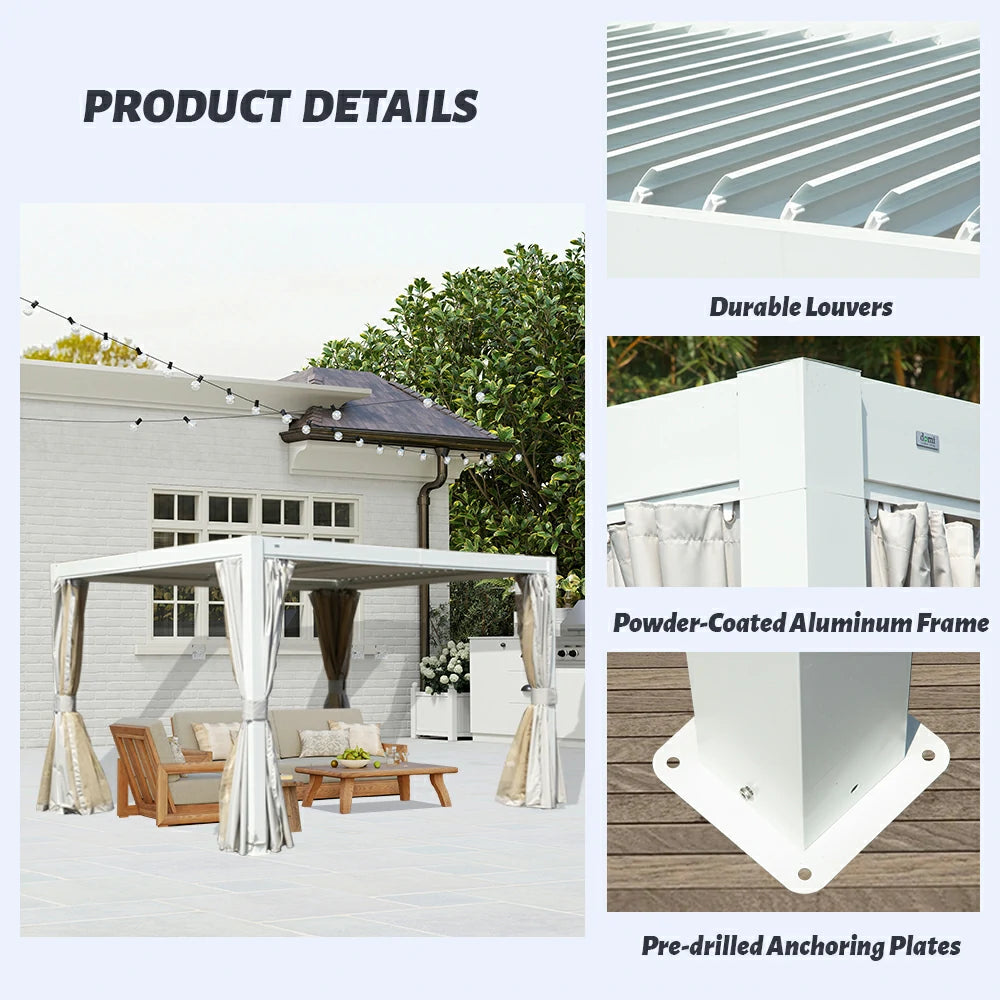 Domi louvered pergola white#size_10' x 12'