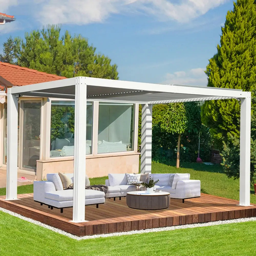 Domi louvered pergola white#size_10' x 13'