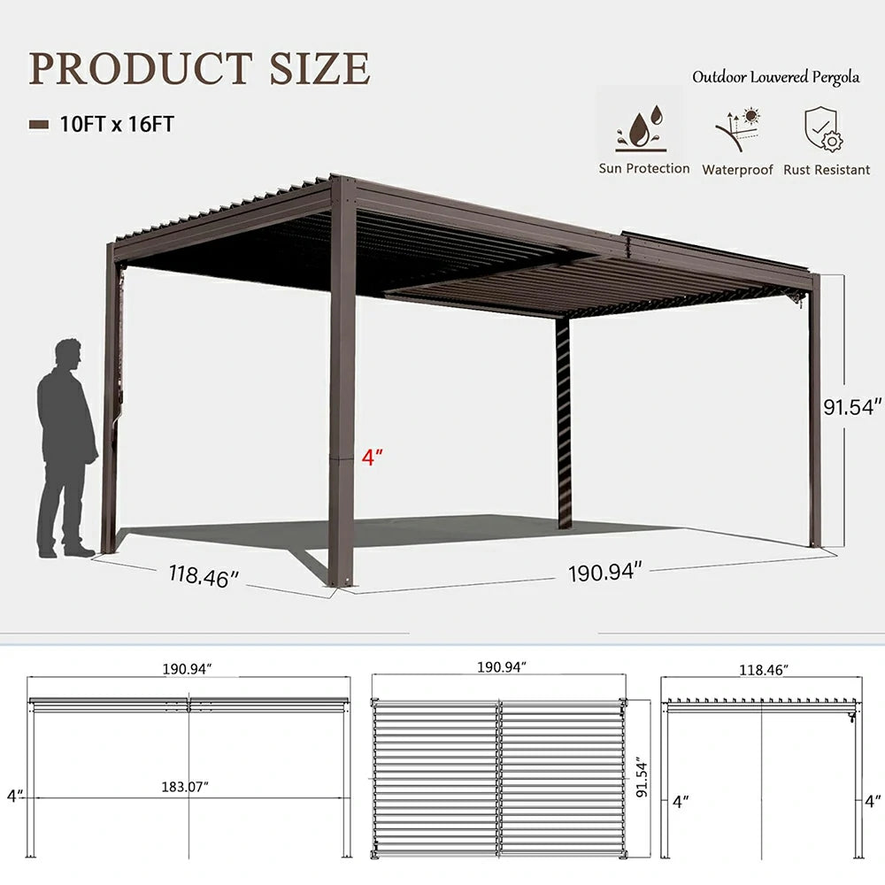 domi louvered pergola#size_10'x16'
