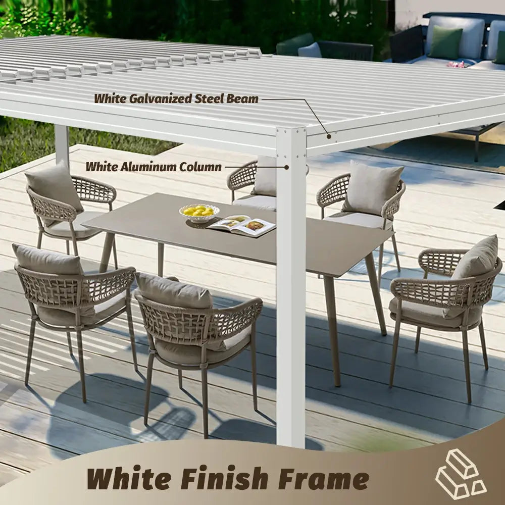 domi louvered pergola metal wood-looking#size_10'x20'