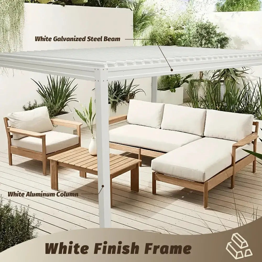 domi louvered pergola metal wood-looking#size_10'x13'