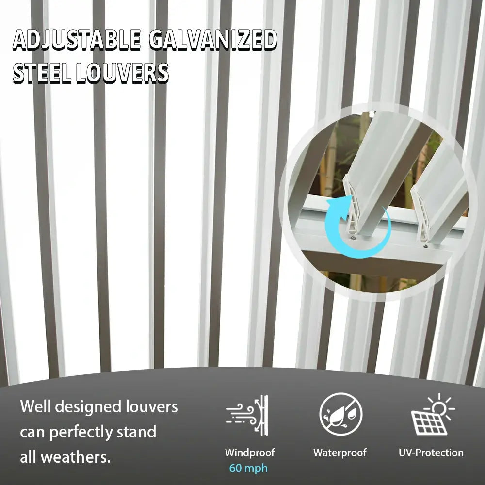 domi louvered pergola metal wood-looking#size_10'x13'