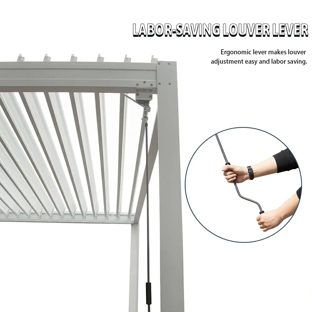 domi louvered pergola metal wood-looking#size_10'x13'