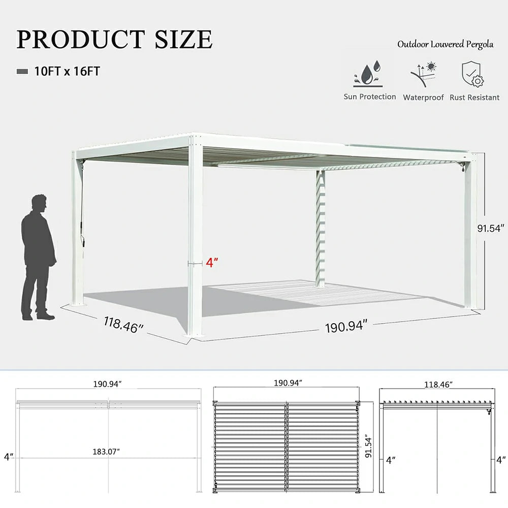 domi louvered pergola#size_10'x16'