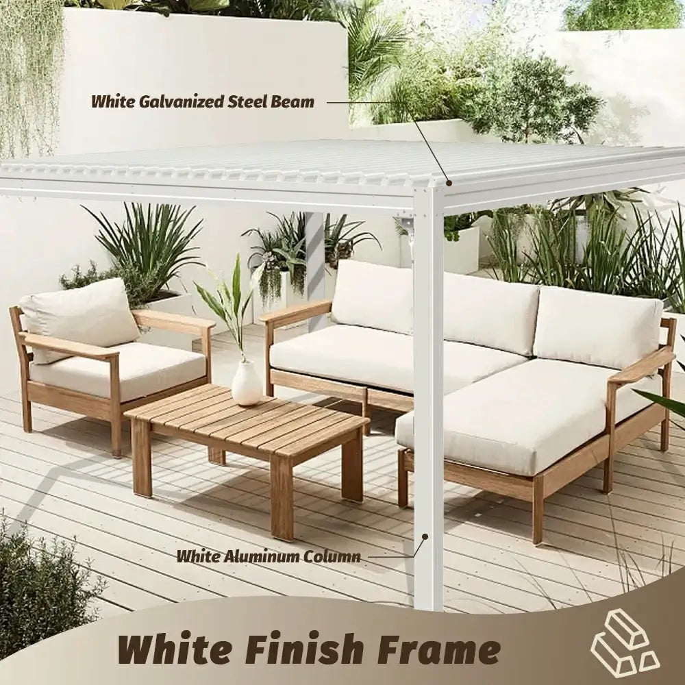 domi louvered pergola metal wood-looking#size_10'x10'