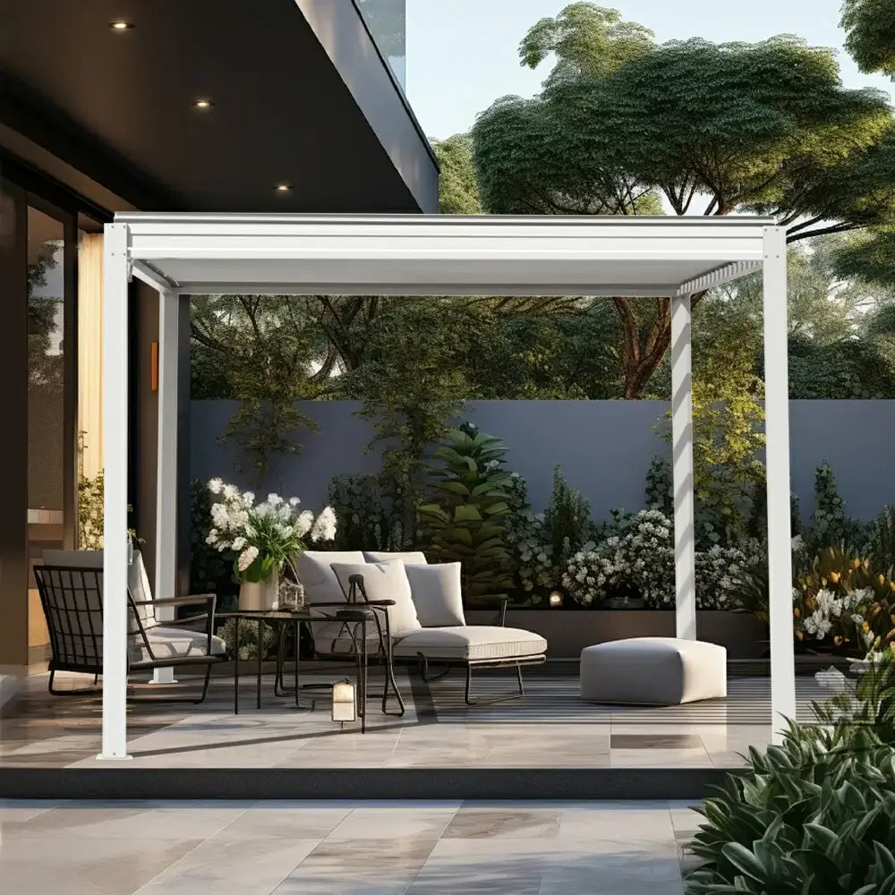 domi louvered pergola metal wood-looking#size_10'x10'