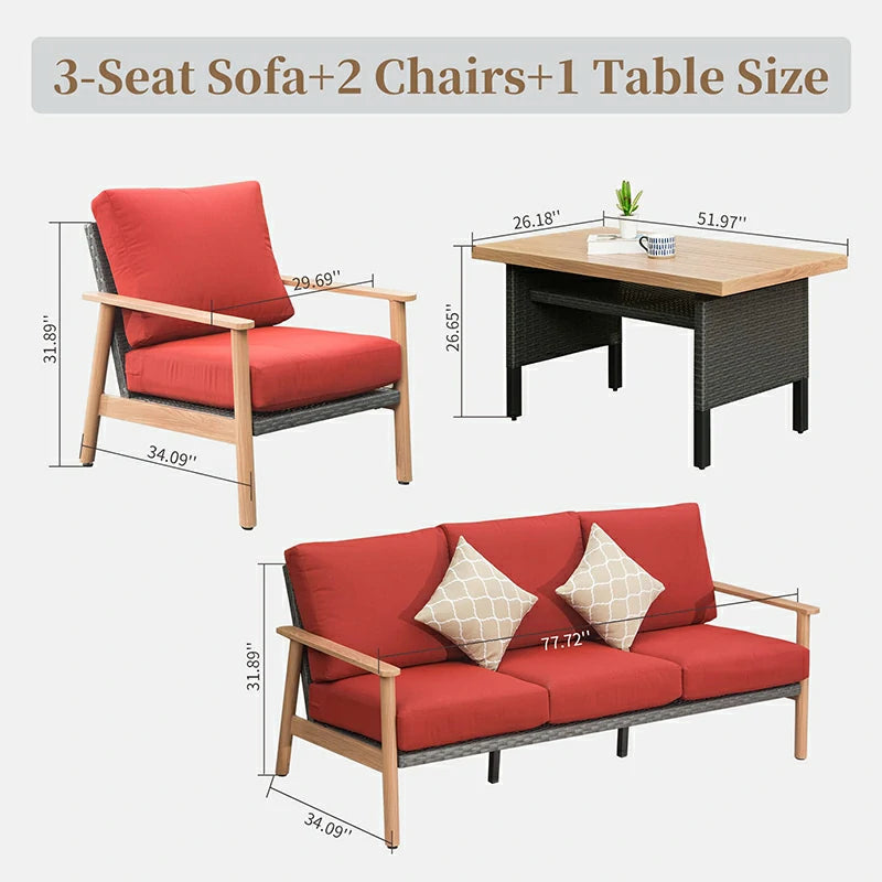 Domi Outdoor Living patio sofa set#color_red