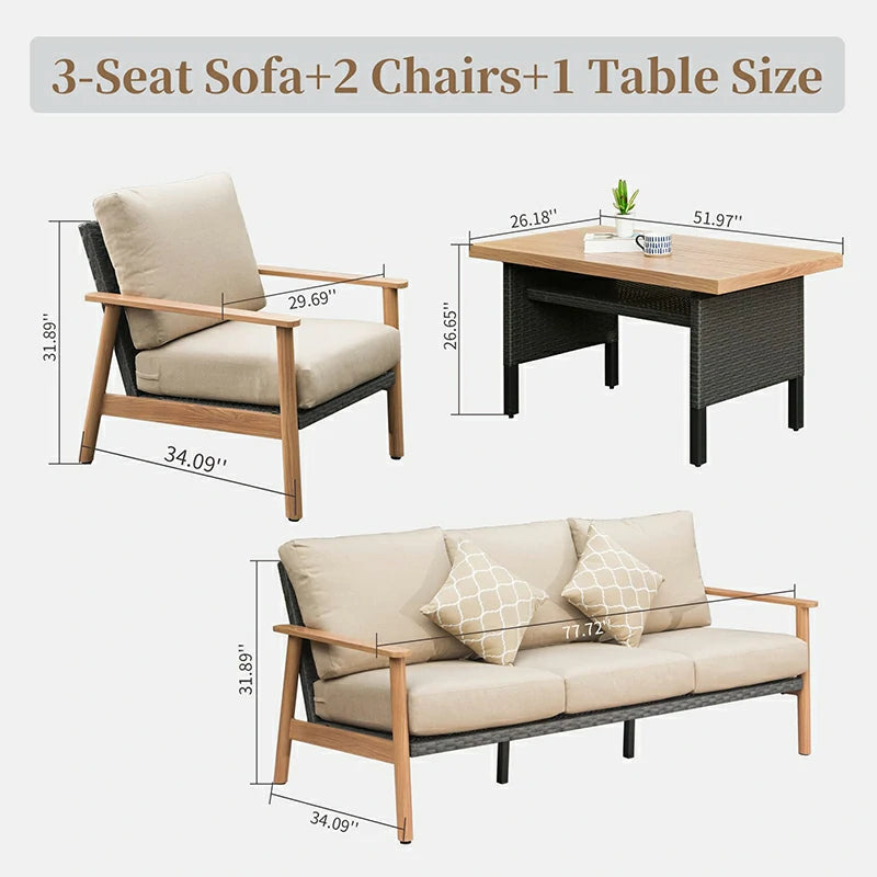 Domi Outdoor Living patio sofa set#color_khaki