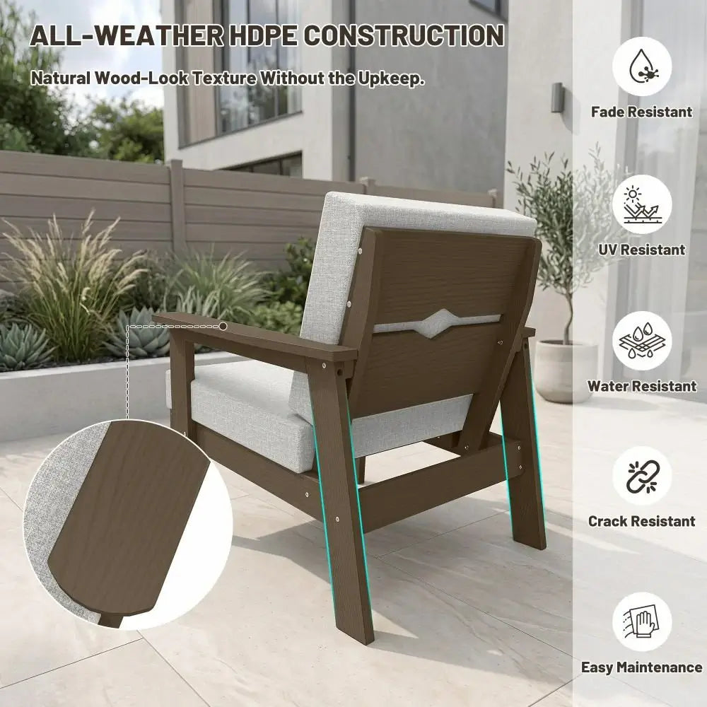 domi HDPE outdoor sofa set of 4#Frame_brown