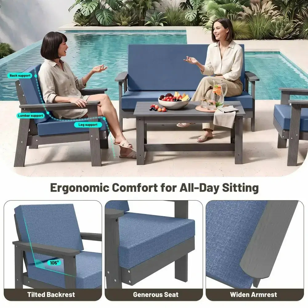 domi HDPE outdoor sofa set of 4#Color_blue