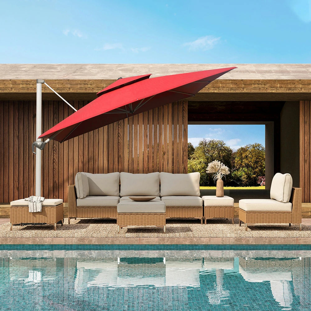 domi patio umbrella square 10x10#color_Brick Red