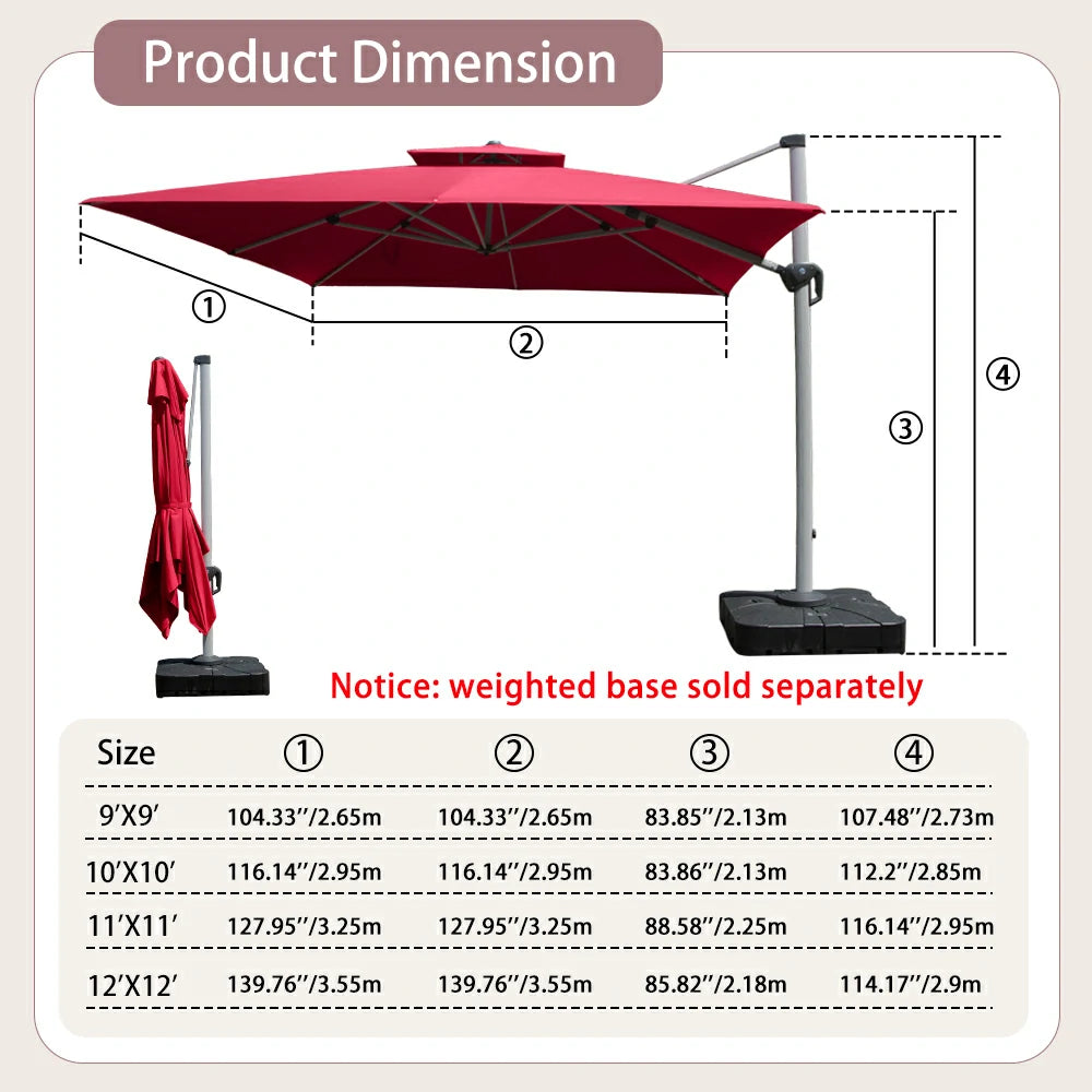 domi patio umbrella square 10x10#color_Brick Red