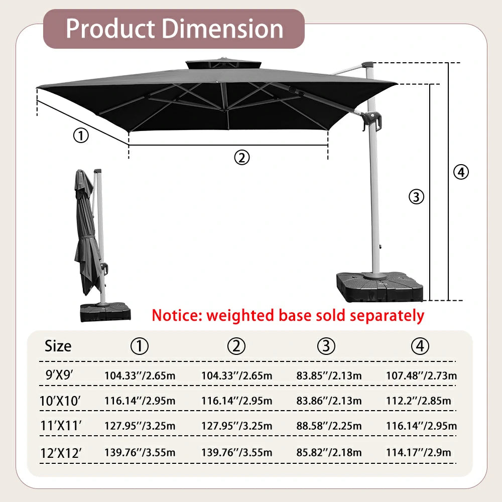 domi patio umbrella square#color_Dark Gray
